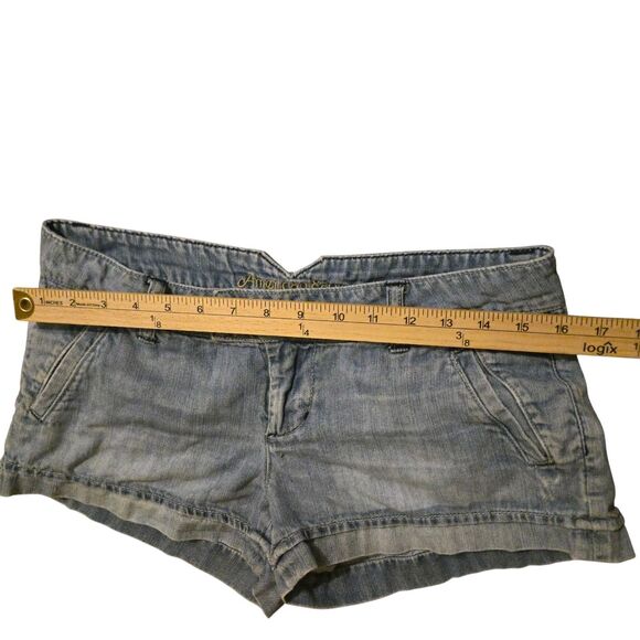 Y2K American Eagle Size 6 Micro Mini Denim Shorts Low Rise Bella Swan Elena - Picture 4 of 8